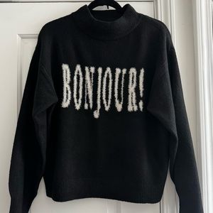 New Ladies Cozy crew neck Bonjour! Sweater